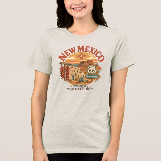 ニューメキシコ歴史的ルート66ヴィンテージ トライブレンドTシャツ (正面)