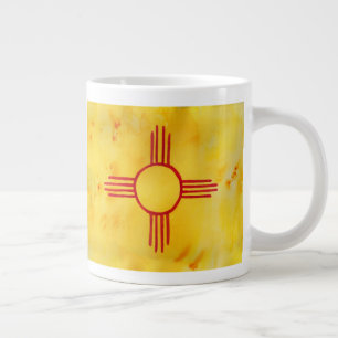 ニューメキシコ水彩国旗 ジャンボコーヒーマグカップ