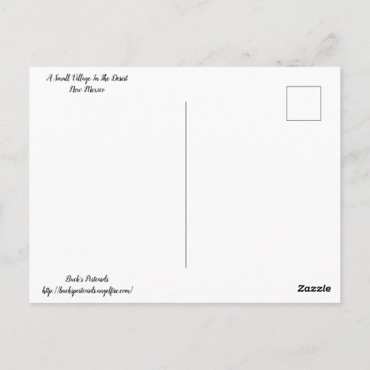 ニューメキシコ砂漠の小さな村 ポストカード (裏面)