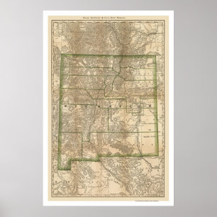 ニューメキシコ鉄道地図1879 ポスター