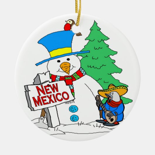 ニューメキシコ雪だるま セラミックオーナメント (正面)
