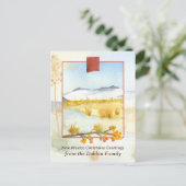 ニューメキシコ雪のメリークリスマスパーソナライズされた シーズンポストカード (スタンド正面)