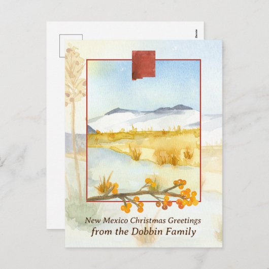 ニューメキシコ雪のメリークリスマスパーソナライズされた シーズンポストカード (正面/裏面)