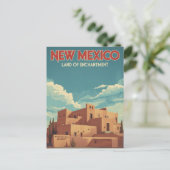 ニューメキシコ・アドベスタイルの風景 ポストカード (スタンド正面)