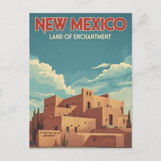 ニューメキシコ・アドベスタイルの風景 ポストカード (正面)