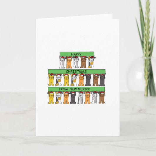ニューメキシコ・アニメの猫たちが誕生したクリスマスおめでとう シーズンカード (正面)
