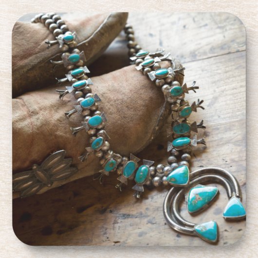 ニューメキシコ，サンタフェ，売り出しのネックレス。米国 コースター (正面)