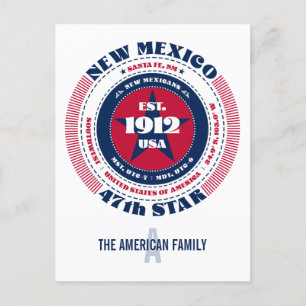 ニューメキシコ、サンタフェ、NM、愛国心、モノグラム ポストカード