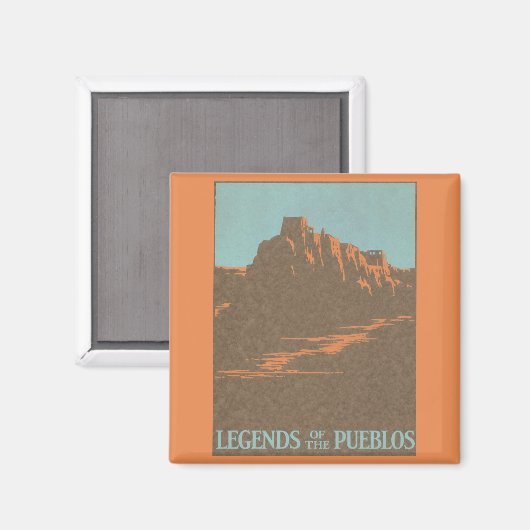 ニューメキシコ、タオス・プエブロ、ヴィンテージ旅行ポスター マグネット (正面/裏面)