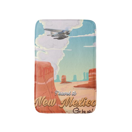 ニューメキシコ ビンテージ 旅行ポスター 印刷 バスマット (正面縦)