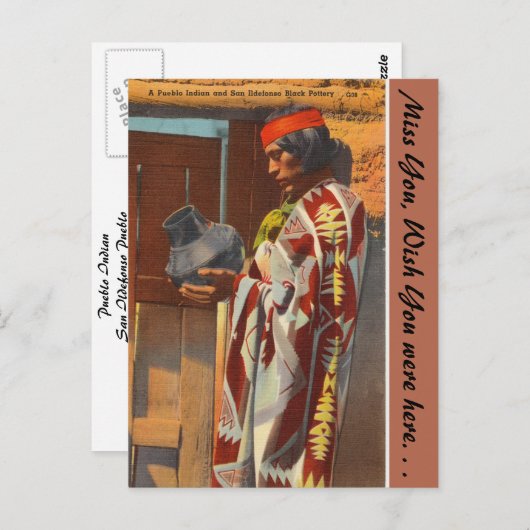 ニューメキシコ、プエブロインディアン、サン・イルデフォンソ・プエブロ ポストカード (正面/裏面)