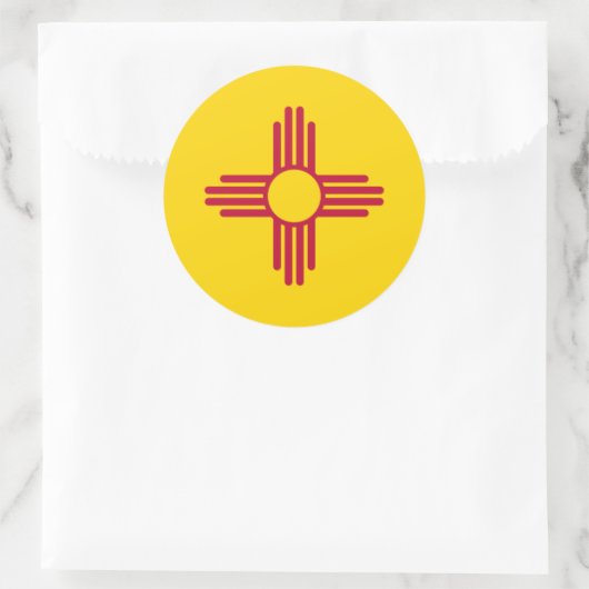 ニューメキシコ/メキシコ州旗(Zia)、統一された州 ラウンドシール (バッグ)