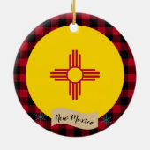 ニューメキシコ、レッドバッファロープレイド&ニューメキシコ国旗 セラミックオーナメント (裏面)
