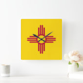 ニューメキシコ、米国の旗が付いている柱時計 スクエア壁時計 (ホーム)