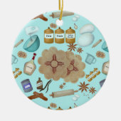 ニューメキシコBiscochitoクッキーZia Sun セラミックオーナメント (正面)