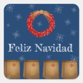 ニューメキシコLuminarias Farolitos Zia Red Chile スクエアシール (正面)