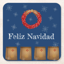 ニューメキシコLuminarias Farolitos Zia Red Chile スクエアペーパーコースター