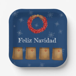 ニューメキシコLuminarias Farolitos Zia Red Chile ペーパープレート