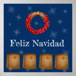 ニューメキシコLuminarias Farolitos Zia Red Chile ポスター