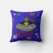 ニューメキシコTシャツを着た宇宙船のエイリアン クッション (裏面)