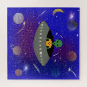 ニューメキシコTシャツを着た宇宙船のエイリアン ジグソーパズル (横)