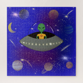 ニューメキシコTシャツを着た宇宙船のエイリアン ジグソーパズル