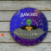 ニューメキシコTシャツを着た宇宙船のエイリアン ダーツボード