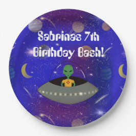 ニューメキシコTシャツを着た宇宙船のエイリアン ペーパープレート