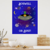 ニューメキシコTシャツを着た宇宙船のエイリアン ポスター (キッチン)