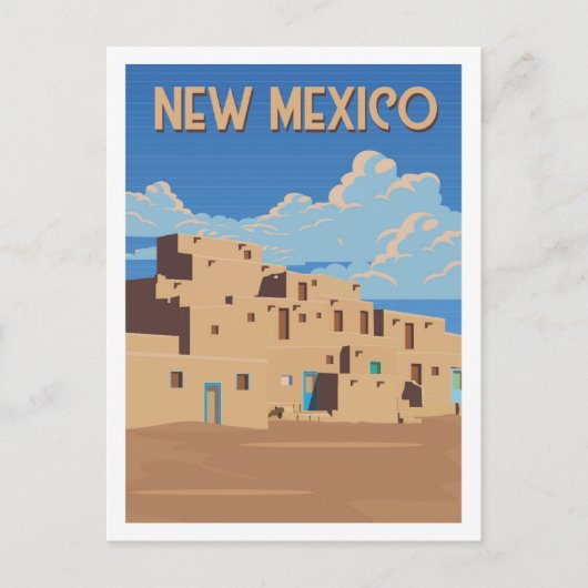 ニューメキシコUSA有名なトラベルプレイスイラストレーション ポストカード (正面)