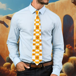 ニューメキシコZiaイエローレッドホワイトスクウェア ネクタイ