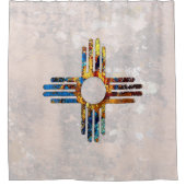 ニューメキシコZiaサンシンボル シャワーカーテン (正面)