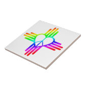 ニューメキシコZiaレインボーハートとピースサイン タイル (側面)