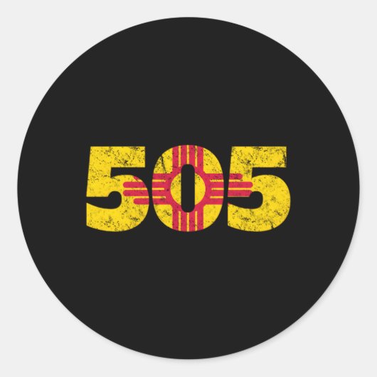 ニューメキシコZia 505国旗 ラウンドシール (正面)
