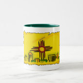 ニューメキシ芸術的コ州旗のコーヒーマグ ツートーンマグカップ (中央)