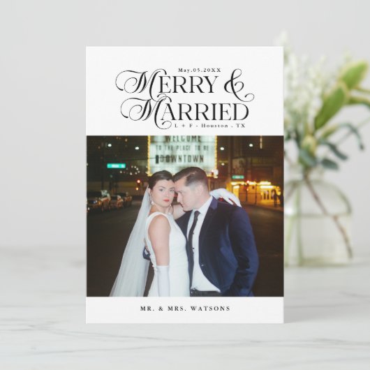 ニューメリーリ結婚したワズの写真初めてのクリスマス シーズンカード (スタンド正面)