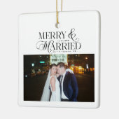 ニューメリーリ結婚したワズの写真初めてのクリスマス セラミックオーナメント (左)