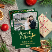 ニューメリー結婚したライヴァーズ第1回クリスマス・グリーン 箔シーズンカード