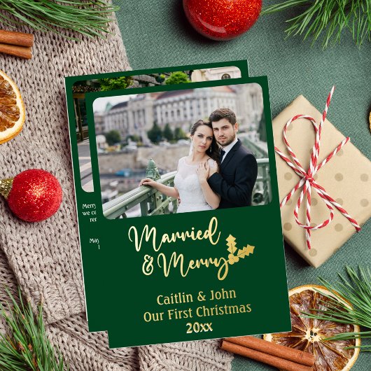 ニューメリー結婚したライヴァーズ第1回クリスマス・グリーン 箔シーズンカード