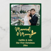 ニューメリー結婚したライヴァーズ第1回クリスマス・グリーン 箔シーズンカード (正面)