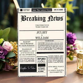 ニューメールヴィンテージが古いレトロ新聞結婚の 招待状