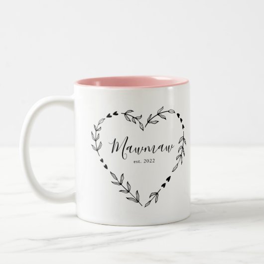 ニューモウマウの年度末。4つのフォトコラージュ ツートーンマグカップ (左)