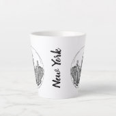 ニューモダンスタイリッシュヨーク大学インボール白黒 カフェラテマグ (正面)