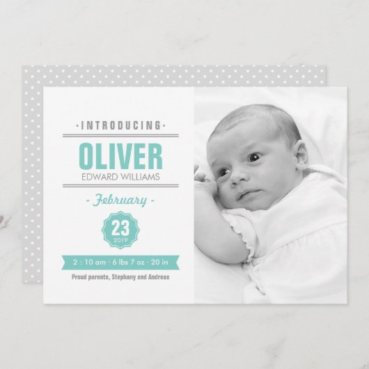 ニューモダンス造幣局ベビー誕生写真発表 案内状 (正面/裏面)