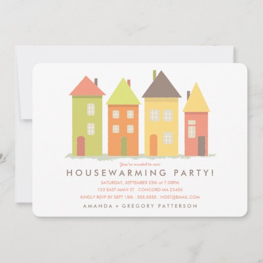 ニューモダンホーム引っ越し祝いパーティーパーティの招待状 招待状 (正面)