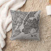 ニューモダンヨークの地図 | NYC |グレーと黒 クッション (ブランケット)
