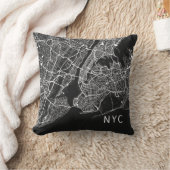 ニューモダンヨークの地図 | NYC |黒と白 クッション (ブランケット)