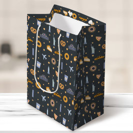 ニューモダンヨークシティパターン宇宙グレー ミディアムペーパーバッグ