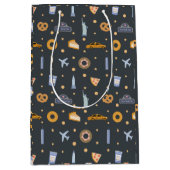 ニューモダンヨークシティパターン宇宙グレー ミディアムペーパーバッグ (正面)