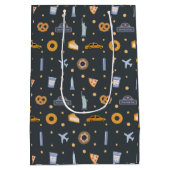 ニューモダンヨークシティパターン宇宙グレー ミディアムペーパーバッグ (裏面)